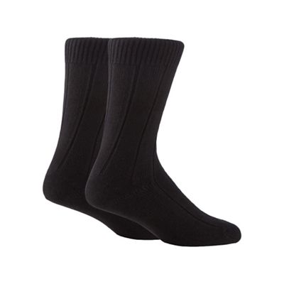 Pack of two black merino wool blend short socks